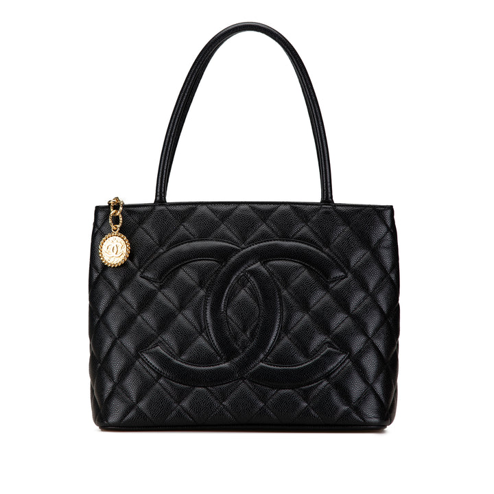 Caviar Medallion Tote Black - Gaby Paris