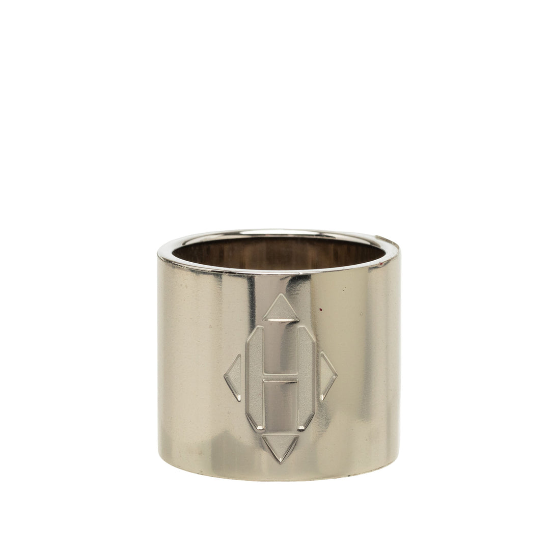 Hermès Palladium plaqué H Diamant Bague de foulard Argenté – vue principale – GABY PARIS