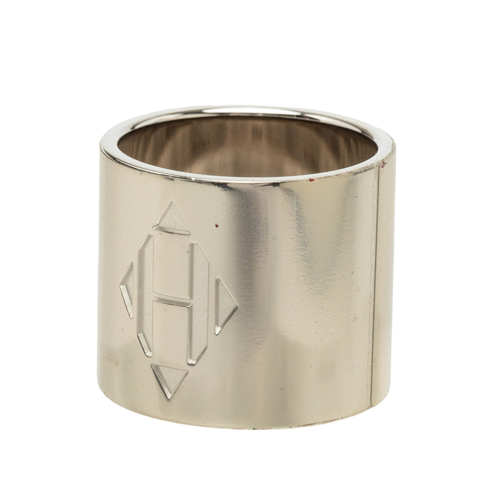 Hermès Palladium plaqué H Diamant Bague de foulard Argenté – vue 2 – GABY PARIS