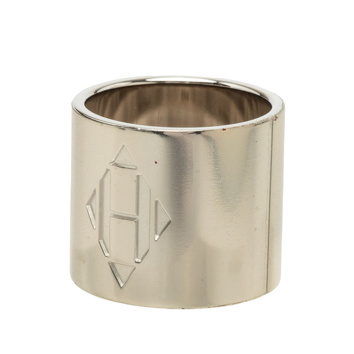Hermès Palladium plaqué H Diamant Bague de foulard Argenté – vue 2 – GABY PARIS