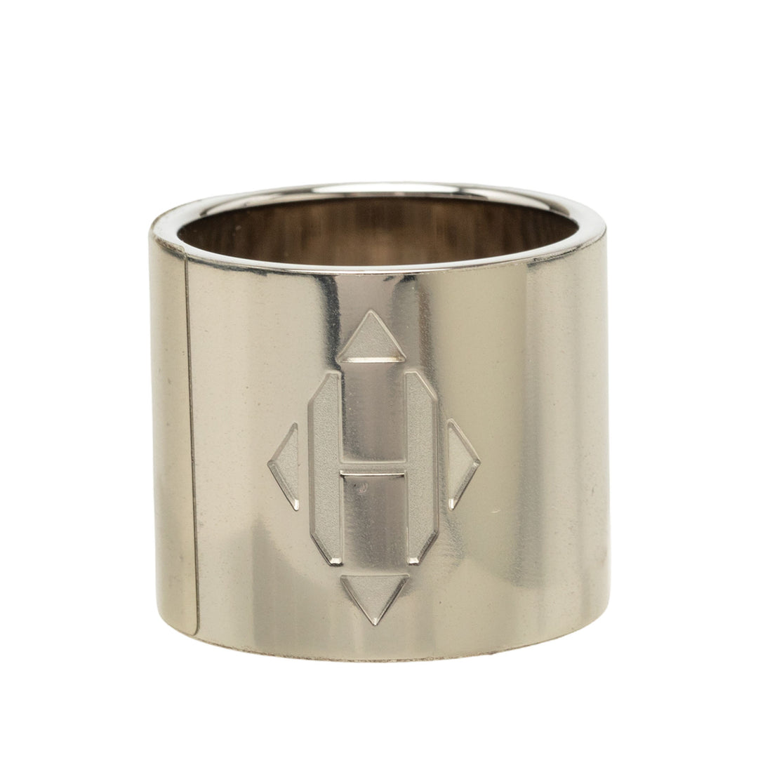 Hermès Palladium plaqué H Diamant Bague de foulard Argenté – vue 3 – GABY PARIS