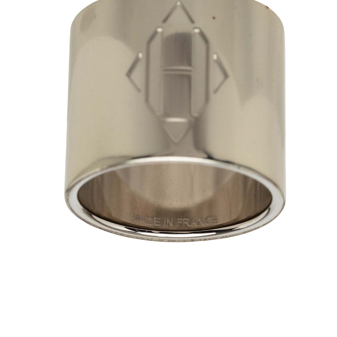 Hermès Palladium plaqué H Diamant Bague de foulard Argenté – vue 4 – GABY PARIS