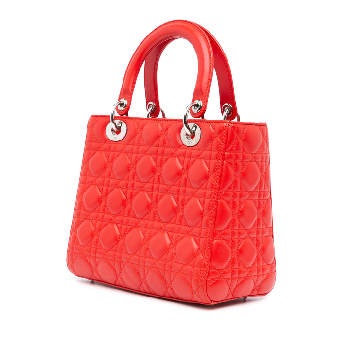 Medium Lambskin Cannage Lady Dior Red - Gaby Paris