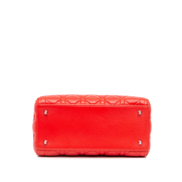 Medium Lambskin Cannage Lady Dior Red - Gaby Paris