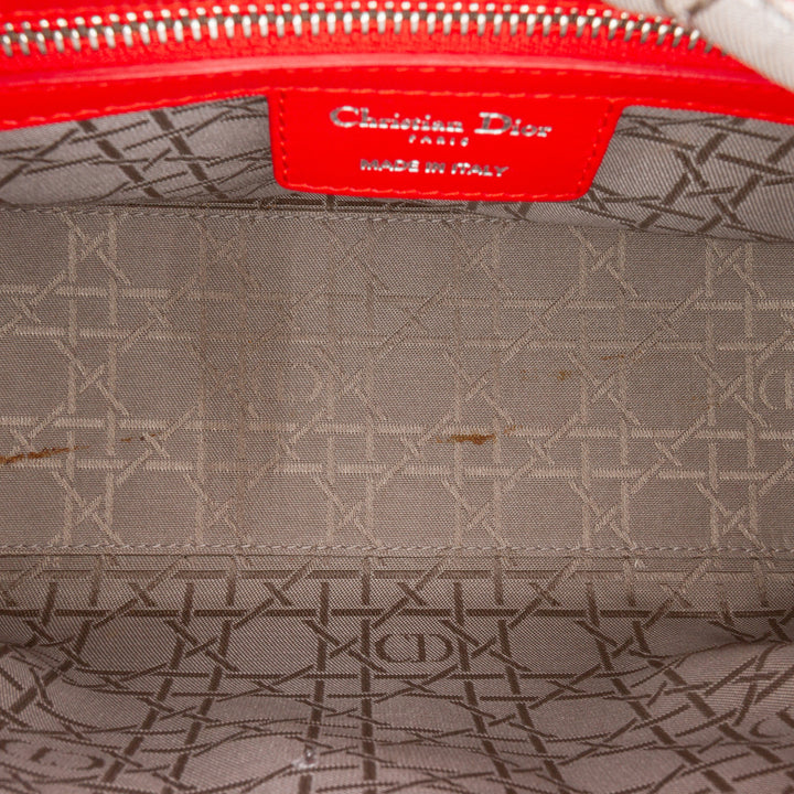 Medium Lambskin Cannage Lady Dior Red - Gaby Paris