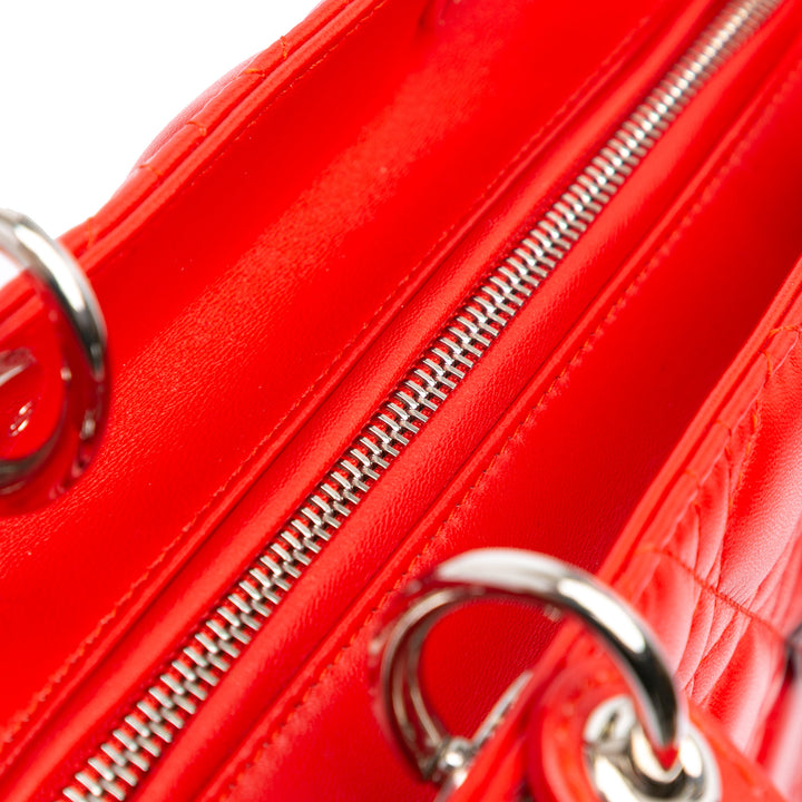Medium Lambskin Cannage Lady Dior Red - Gaby Paris