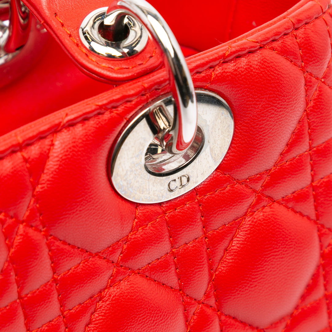 Medium Lambskin Cannage Lady Dior Red - Gaby Paris