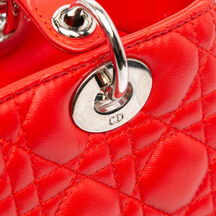 Medium Lambskin Cannage Lady Dior Red - Gaby Paris