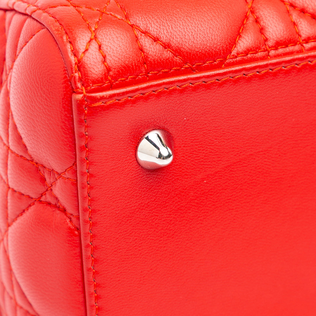 Medium Lambskin Cannage Lady Dior Red - Gaby Paris