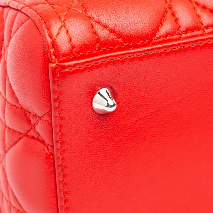 Medium Lambskin Cannage Lady Dior Red - Gaby Paris