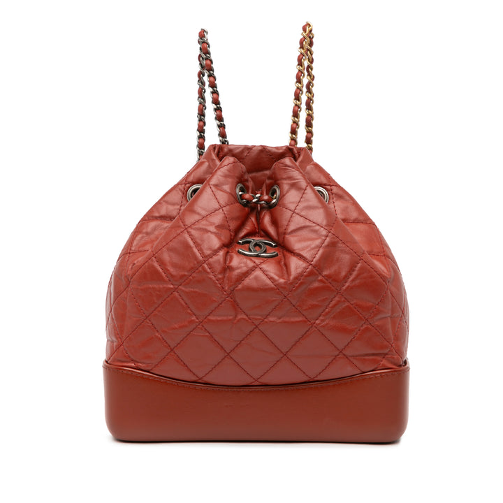 Small Aged Calfskin Gabrielle Backpack Red - Gaby Paris