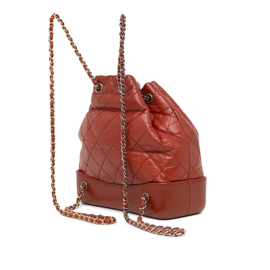 Small Aged Calfskin Gabrielle Backpack Red - Gaby Paris