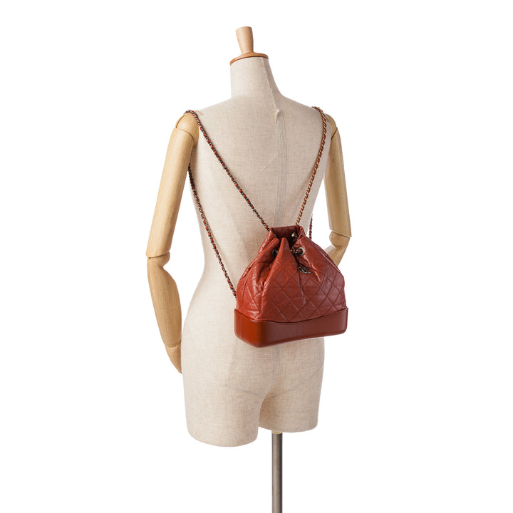 Small Aged Calfskin Gabrielle Backpack Red - Gaby Paris