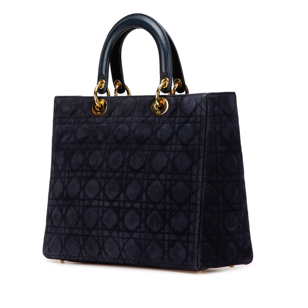Large Suede Cannage Lady Dior Blue - Gaby Paris