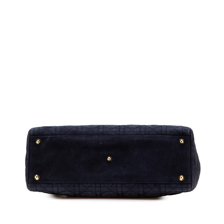 Large Suede Cannage Lady Dior Blue - Gaby Paris