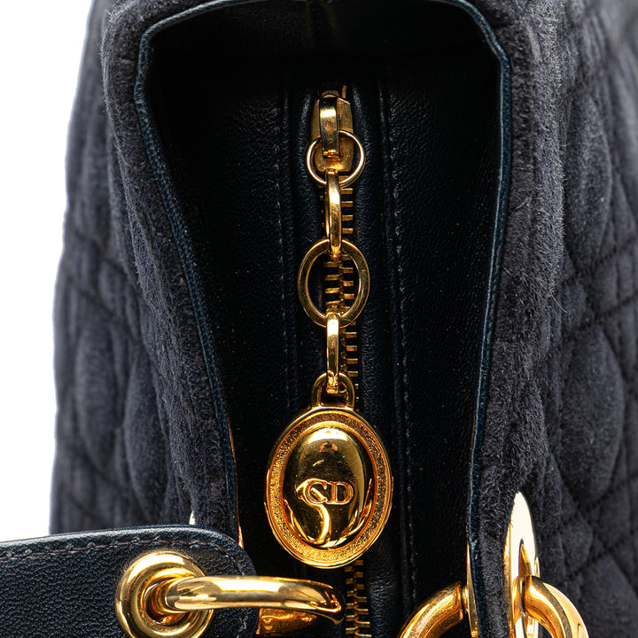 Large Suede Cannage Lady Dior Blue - Gaby Paris