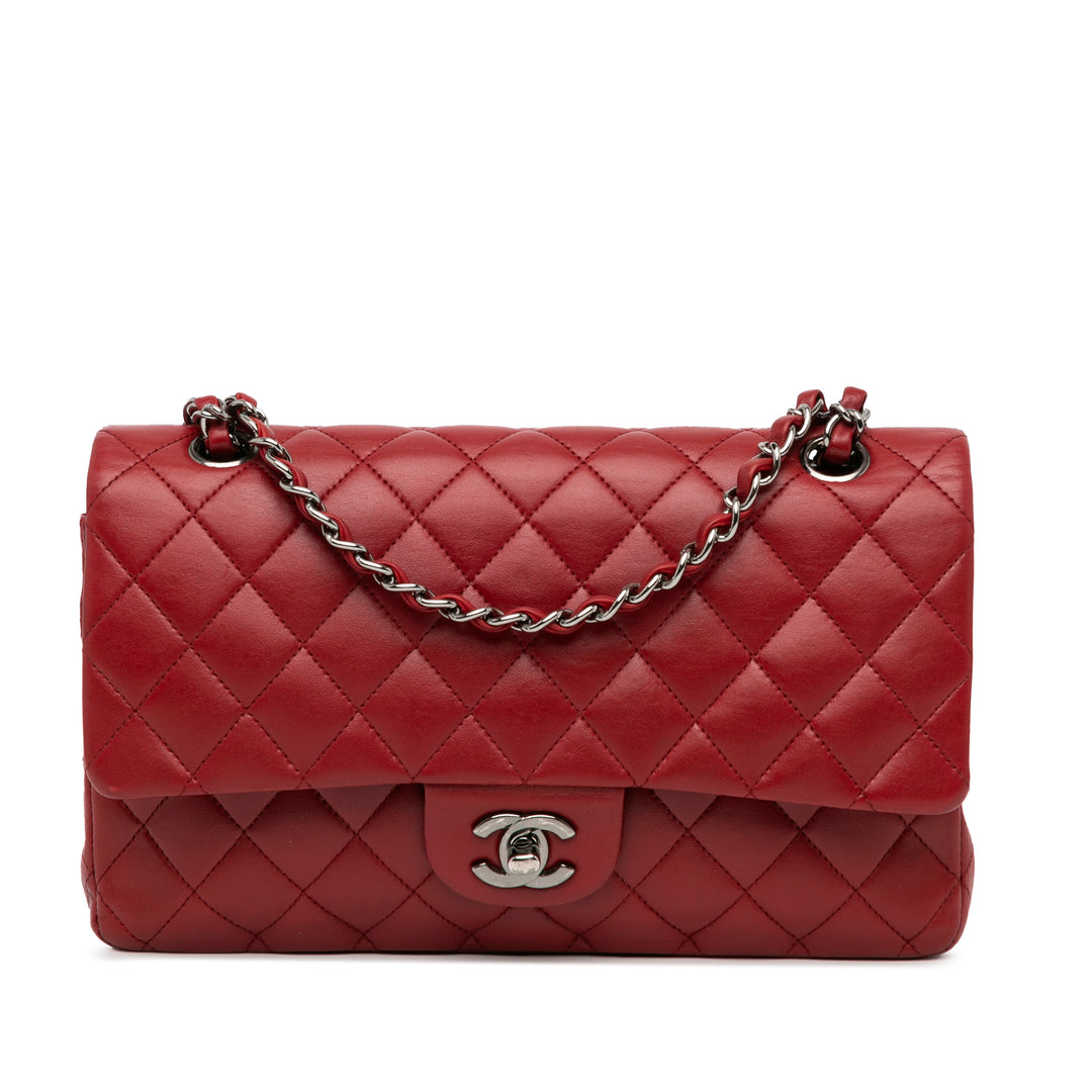 Medium Classic Lambskin Double Flap Red - Gaby Paris