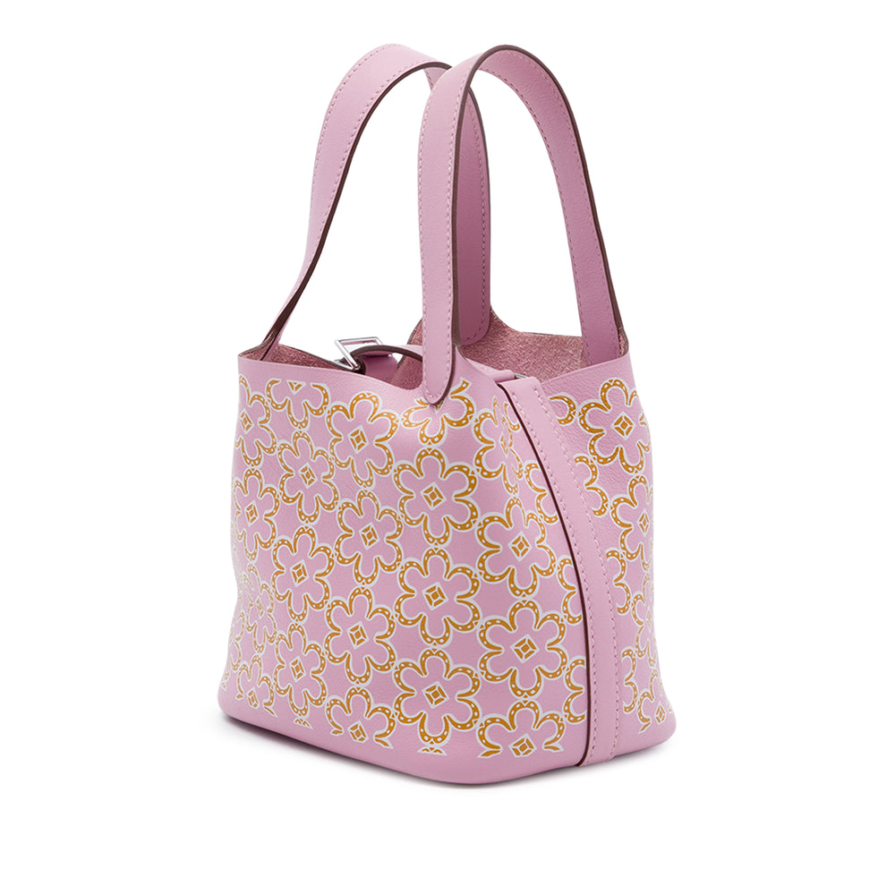 Hermès Lucky Daisy Picotin Lock 14 Micro Swift Rose – vue 2 – GABY PARIS
