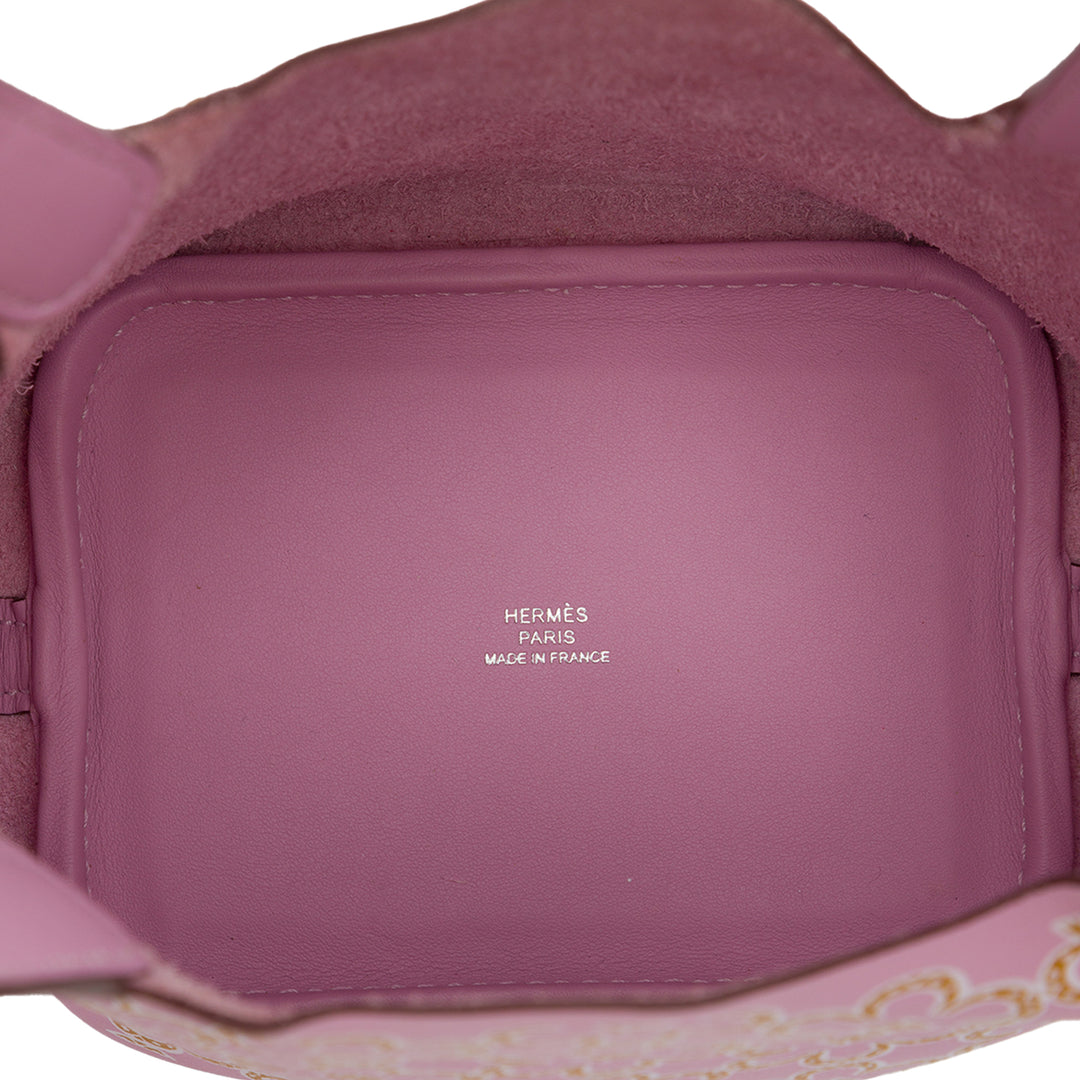 Hermès Lucky Daisy Picotin Lock 14 Micro Swift Rose – vue 4 – GABY PARIS