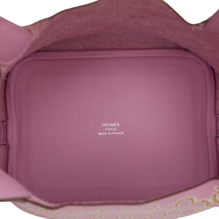 Hermès Lucky Daisy Picotin Lock 14 Micro Swift Rose – vue 4 – GABY PARIS