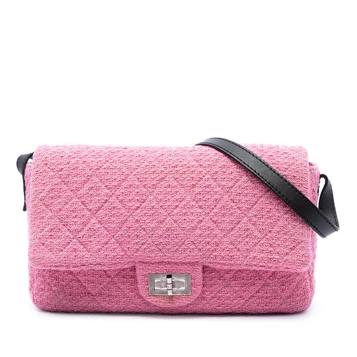 Chanel Matelassé Reissue 2.55 Easy Messenger à rabat Jumbo Tweed Rose