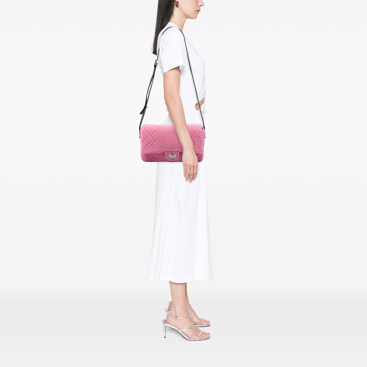 Chanel Matelassé Reissue 2.55 Easy Messenger à rabat Jumbo Tweed Rose