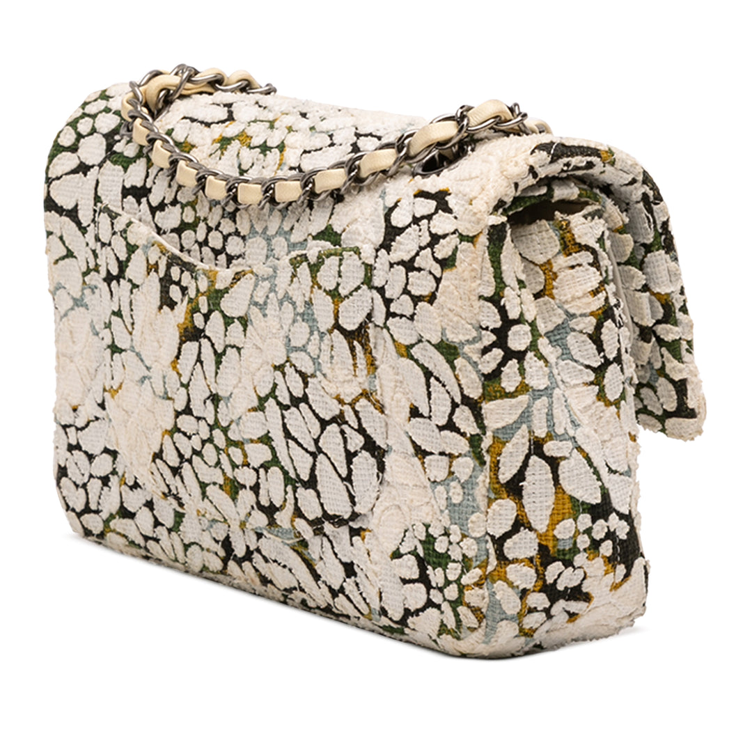 Chanel Medium Classic Chevron Tweed Floral Double rabat Blanc – GABY PARIS Authentique
