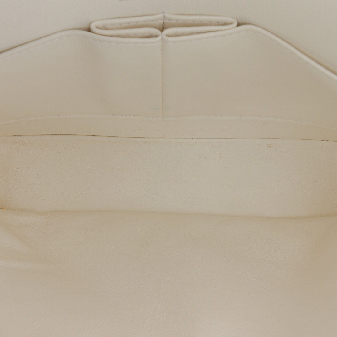 Chanel Medium Classic Chevron Tweed Floral Double rabat Blanc – GABY PARIS Authentique