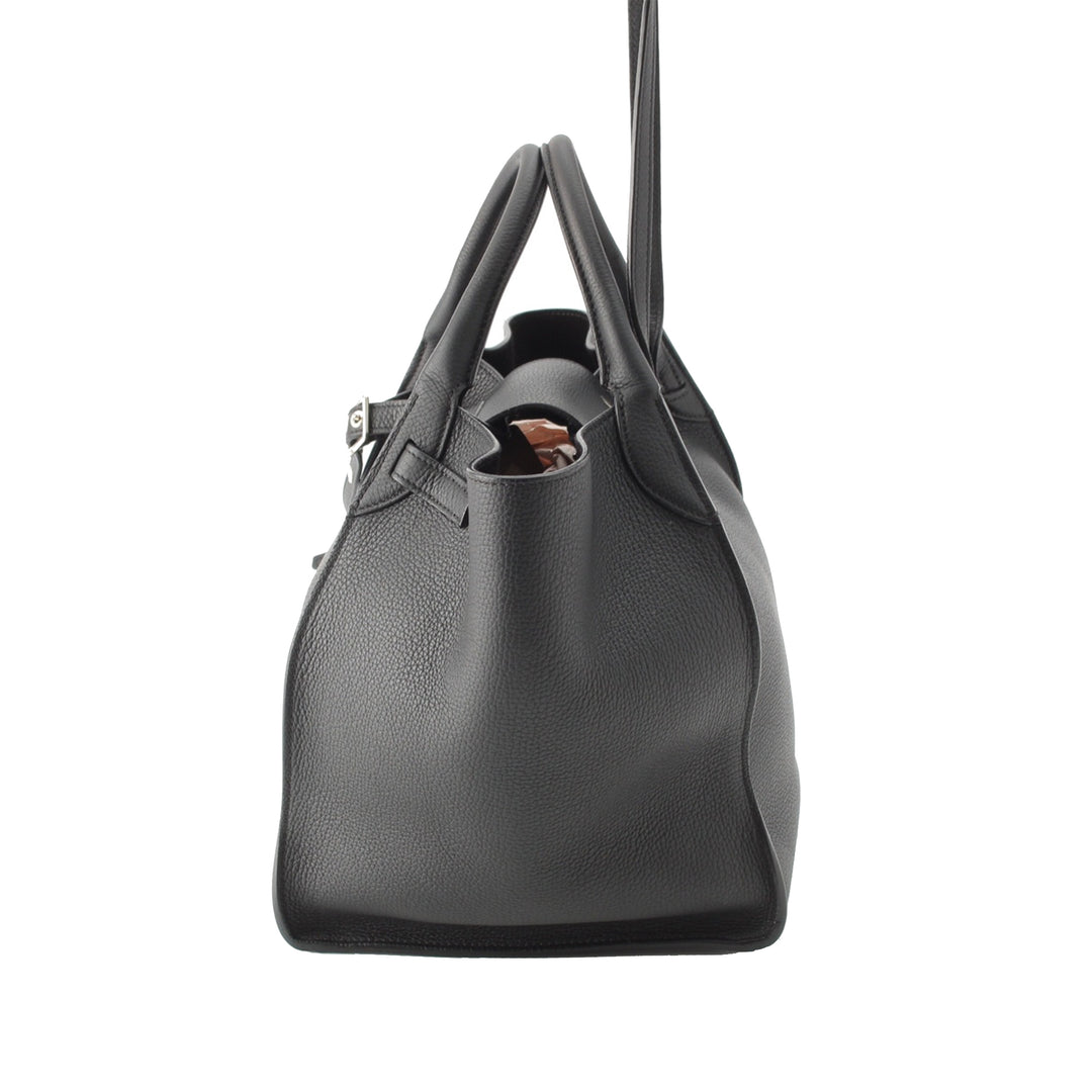 Souple grainé Big Sac Moyen Cuir de veau grainé Noir