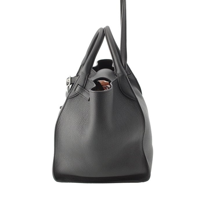 Souple grainé Big Sac Moyen Cuir de veau grainé Noir