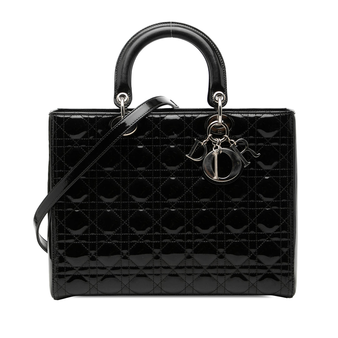 Dior Large Cuir verni Cannage Lady Dior