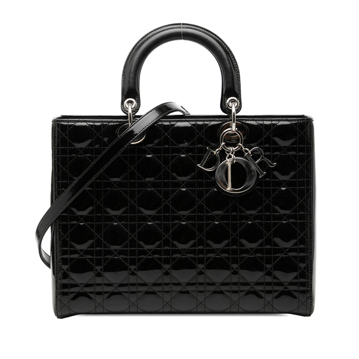 Dior Large Cuir verni Cannage Lady Dior