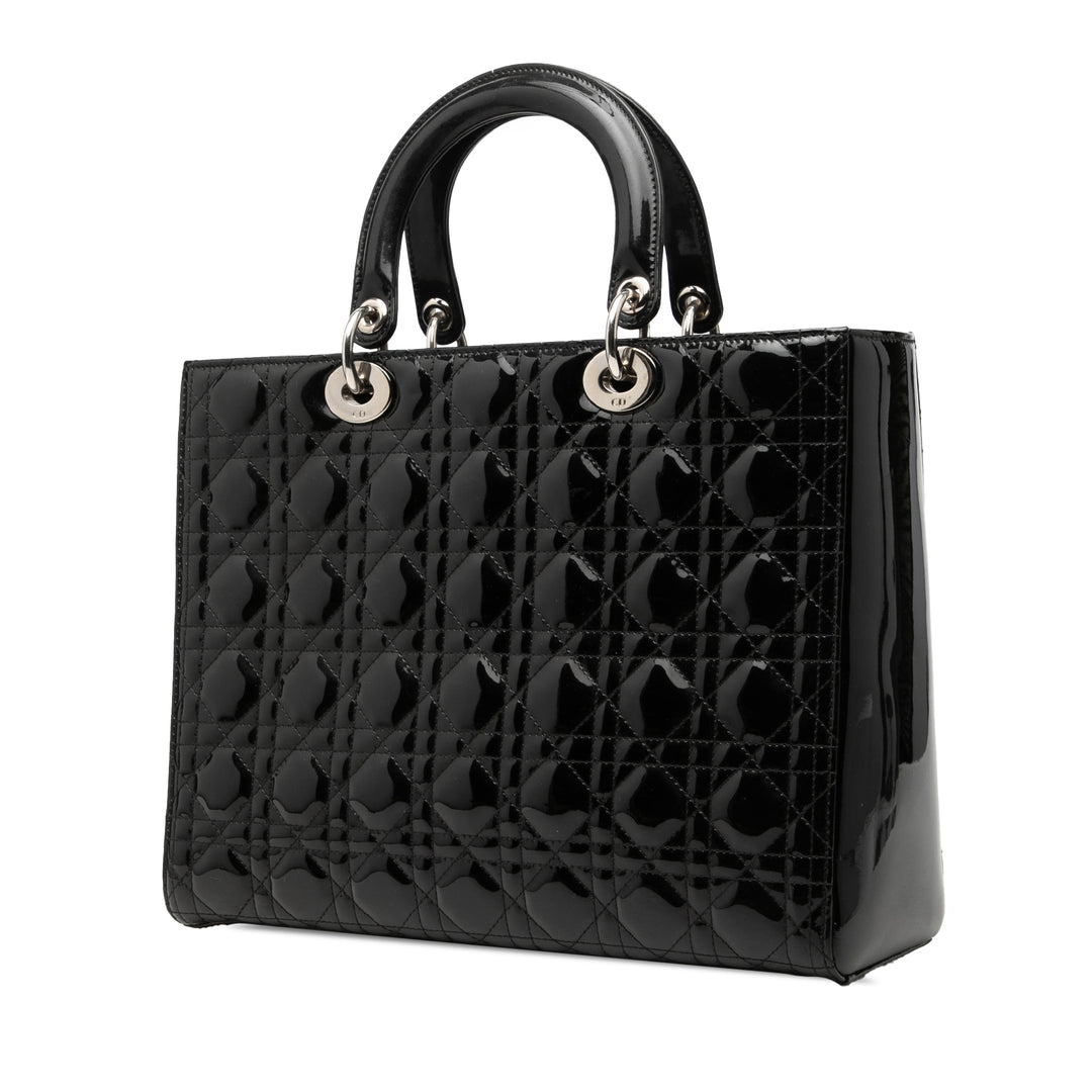 Dior Large Cuir verni Cannage Lady Dior
