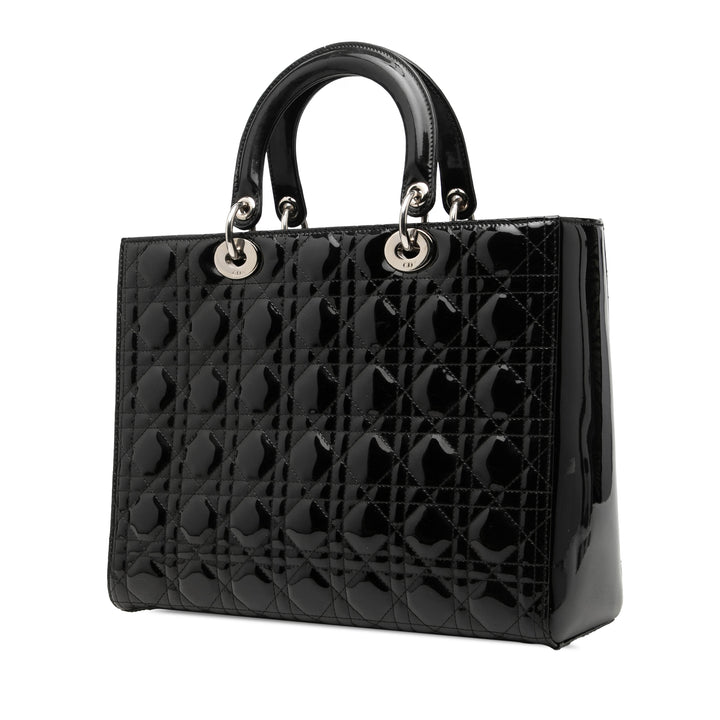 Dior Large Cuir verni Cannage Lady Dior
