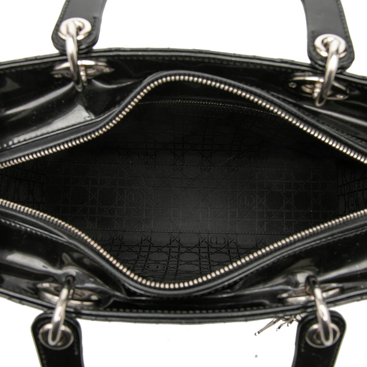 Dior Large Cuir verni Cannage Lady Dior