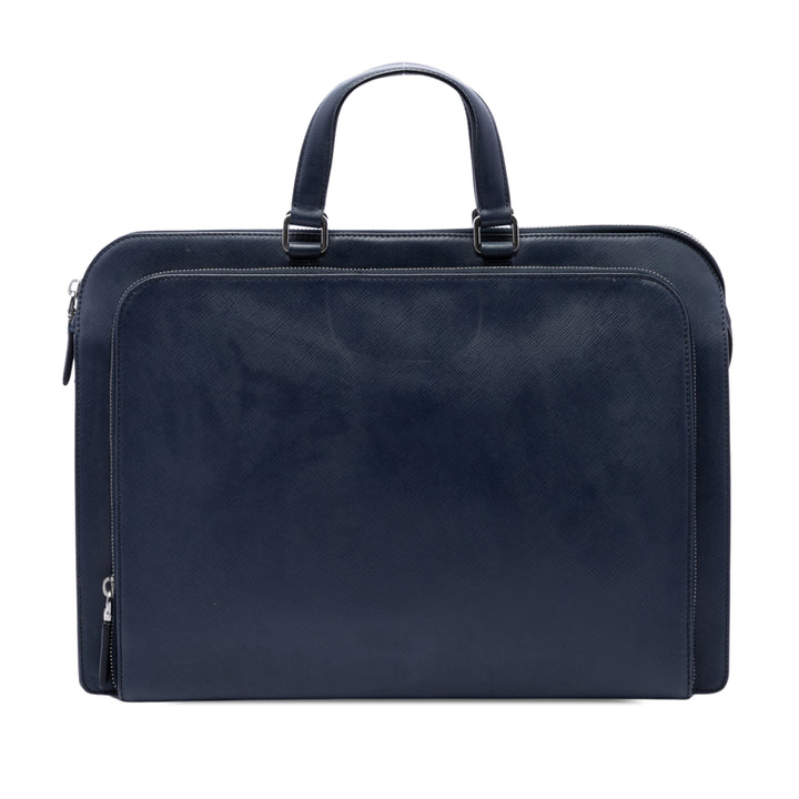 Prada Porte-documents Business Saffiano Bleu – vue principale – GABY PARIS