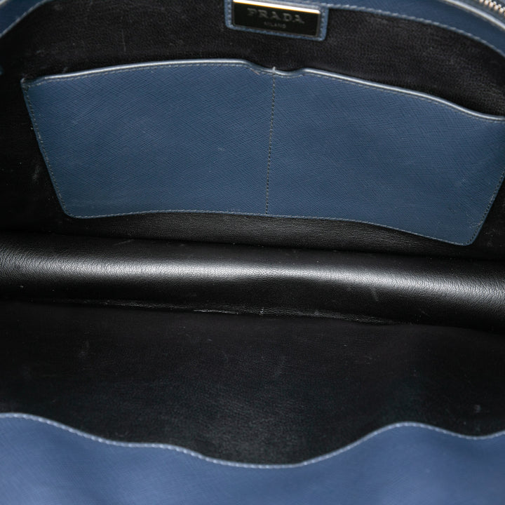 Prada Porte-documents Business Saffiano Bleu – vue 4 – GABY PARIS