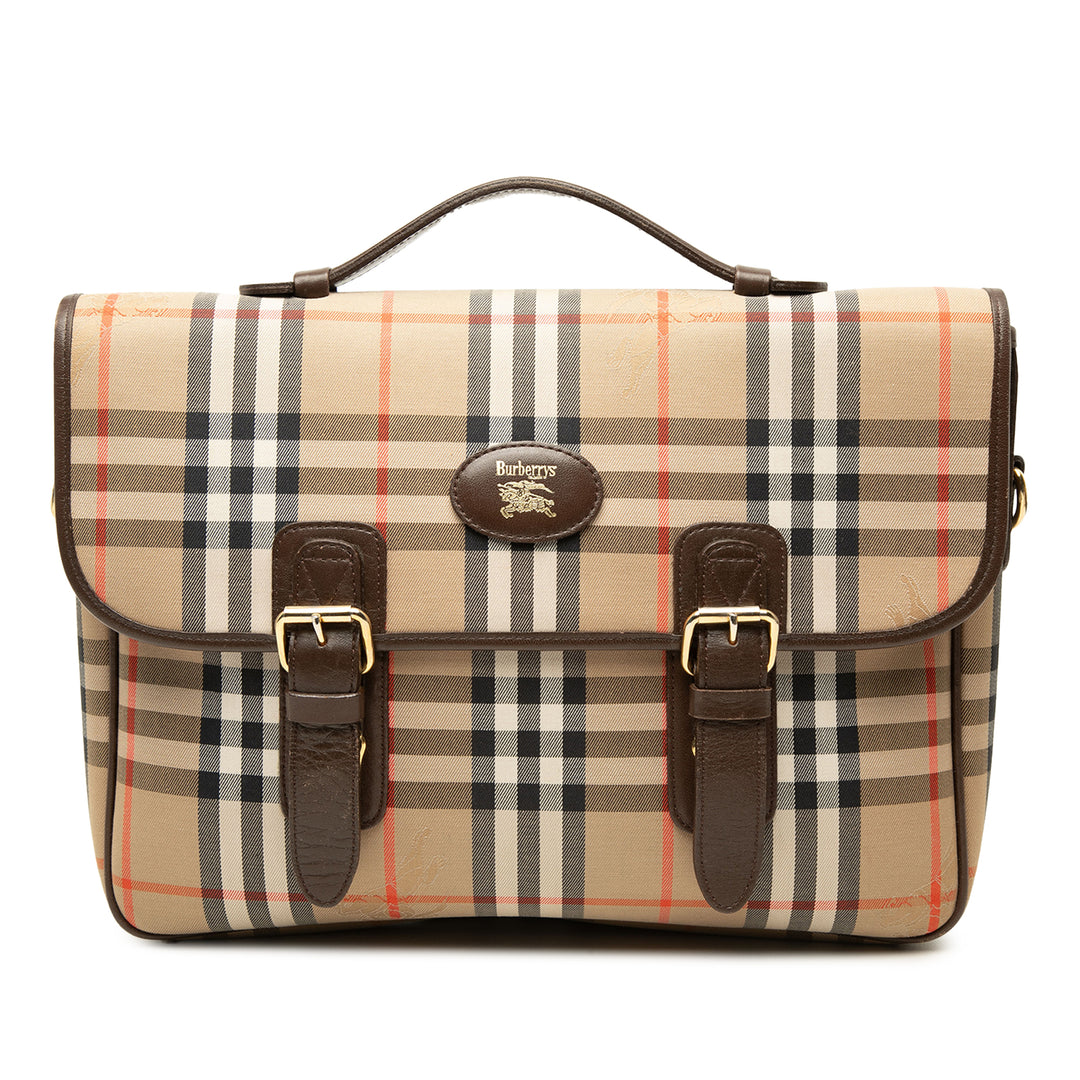 Burberry Porte-documents Haymarket Check Business Beige – vue principale – GABY PARIS