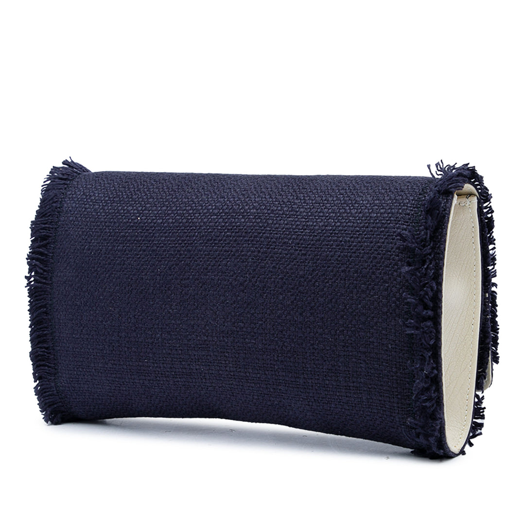 Saint Laurent Pochette Fringe Lin Belle De Jour Monogram Grand Bleu – vue 2 – GABY PARIS