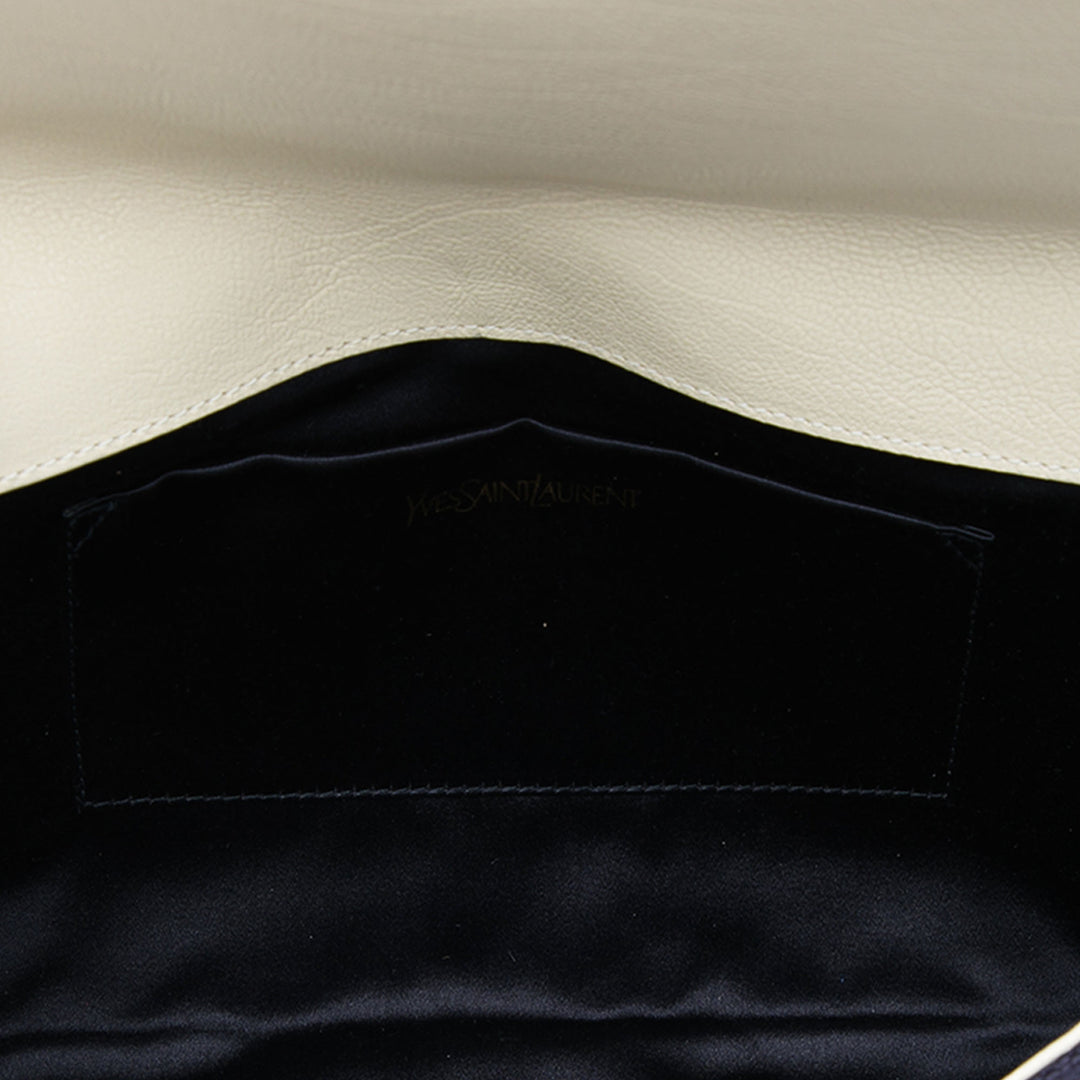Saint Laurent Pochette Fringe Lin Belle De Jour Monogram Grand Bleu – vue 4 – GABY PARIS