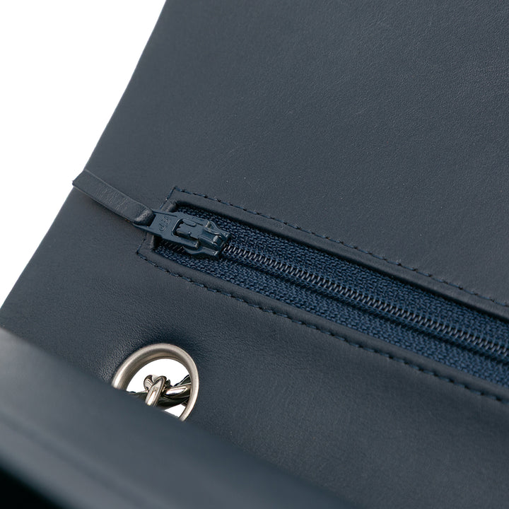 Medium Classic Patent Double Flap Blue - Gaby Paris