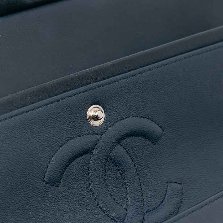 Medium Classic Patent Double Flap Blue - Gaby Paris