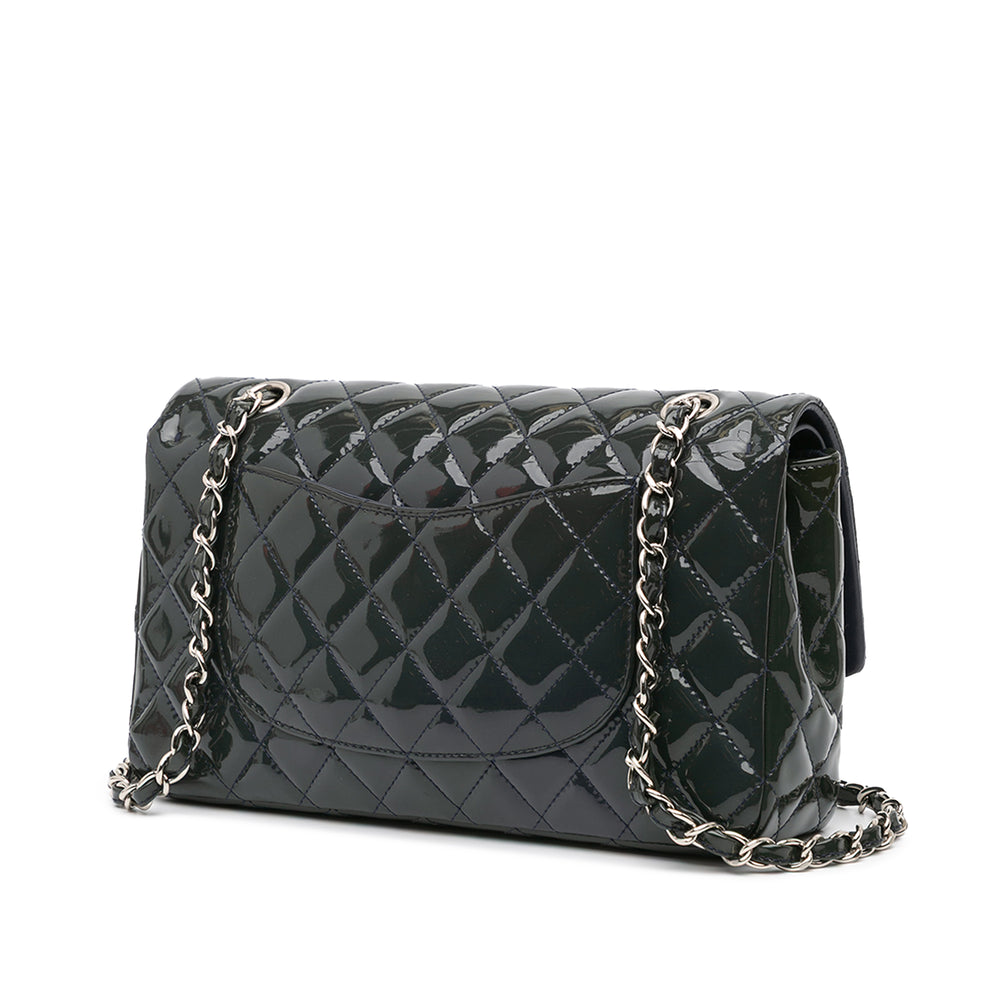 Medium Classic Patent Double Flap Blue - Gaby Paris