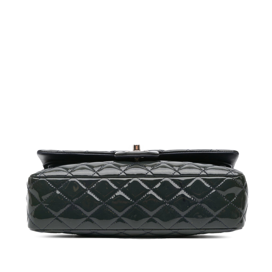Medium Classic Patent Double Flap Blue - Gaby Paris