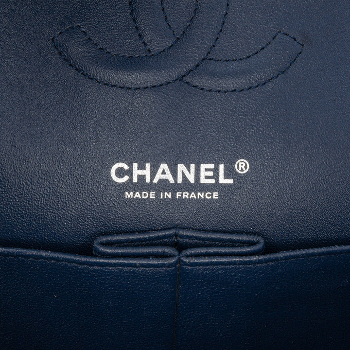 Medium Classic Patent Double Flap Blue - Gaby Paris