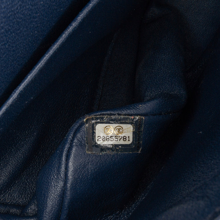 Medium Classic Patent Double Flap Blue - Gaby Paris