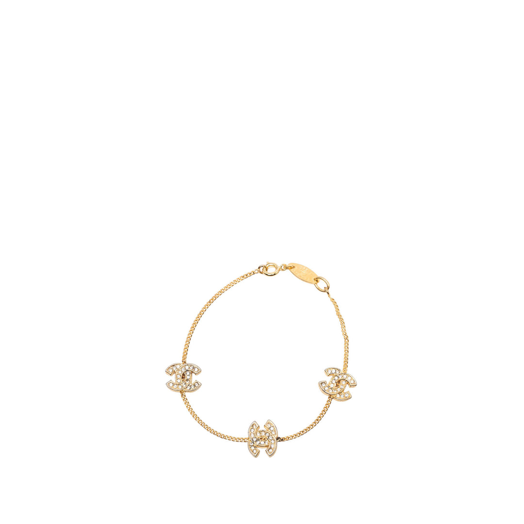 Chanel CC plaqué Strass Charm Bracelet Métal
