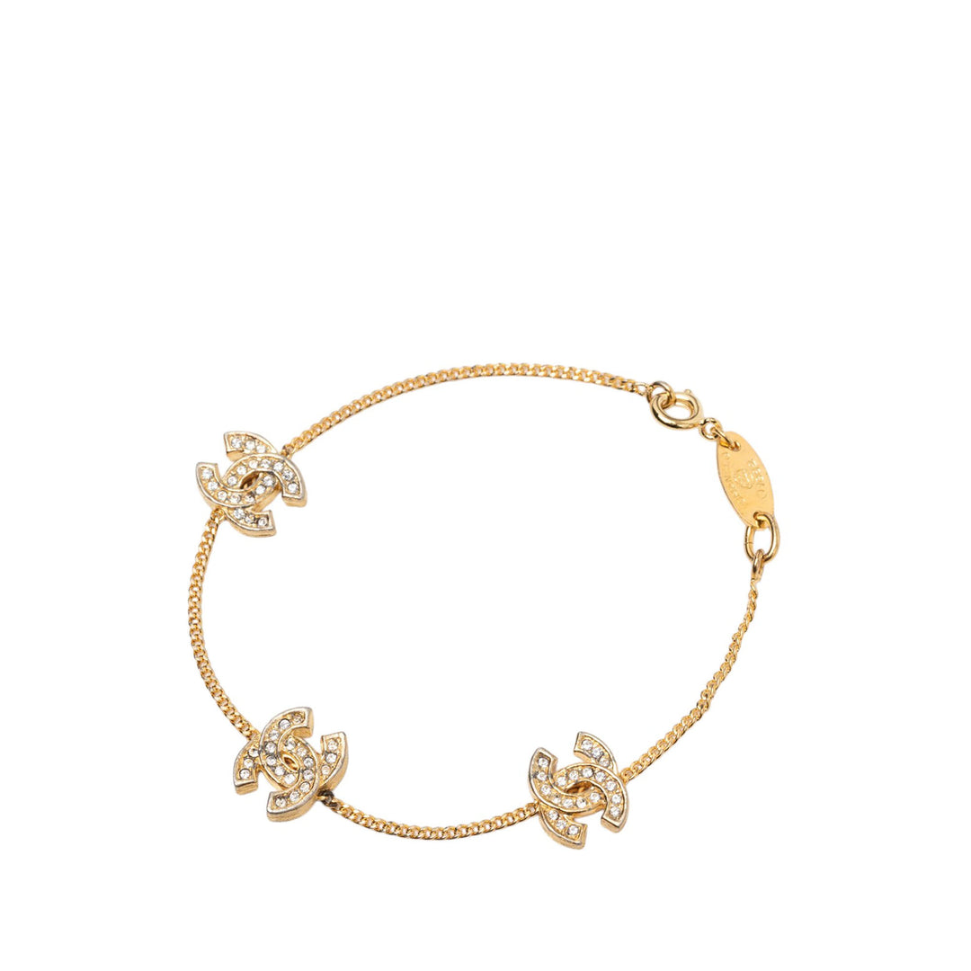 Chanel CC plaqué Strass Charm Bracelet Métal