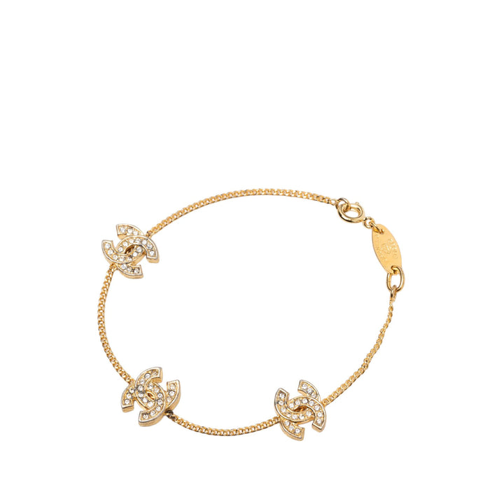 Chanel CC plaqué Strass Charm Bracelet Métal