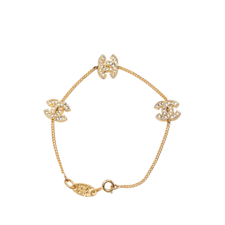 Chanel CC plaqué Strass Charm Bracelet Métal